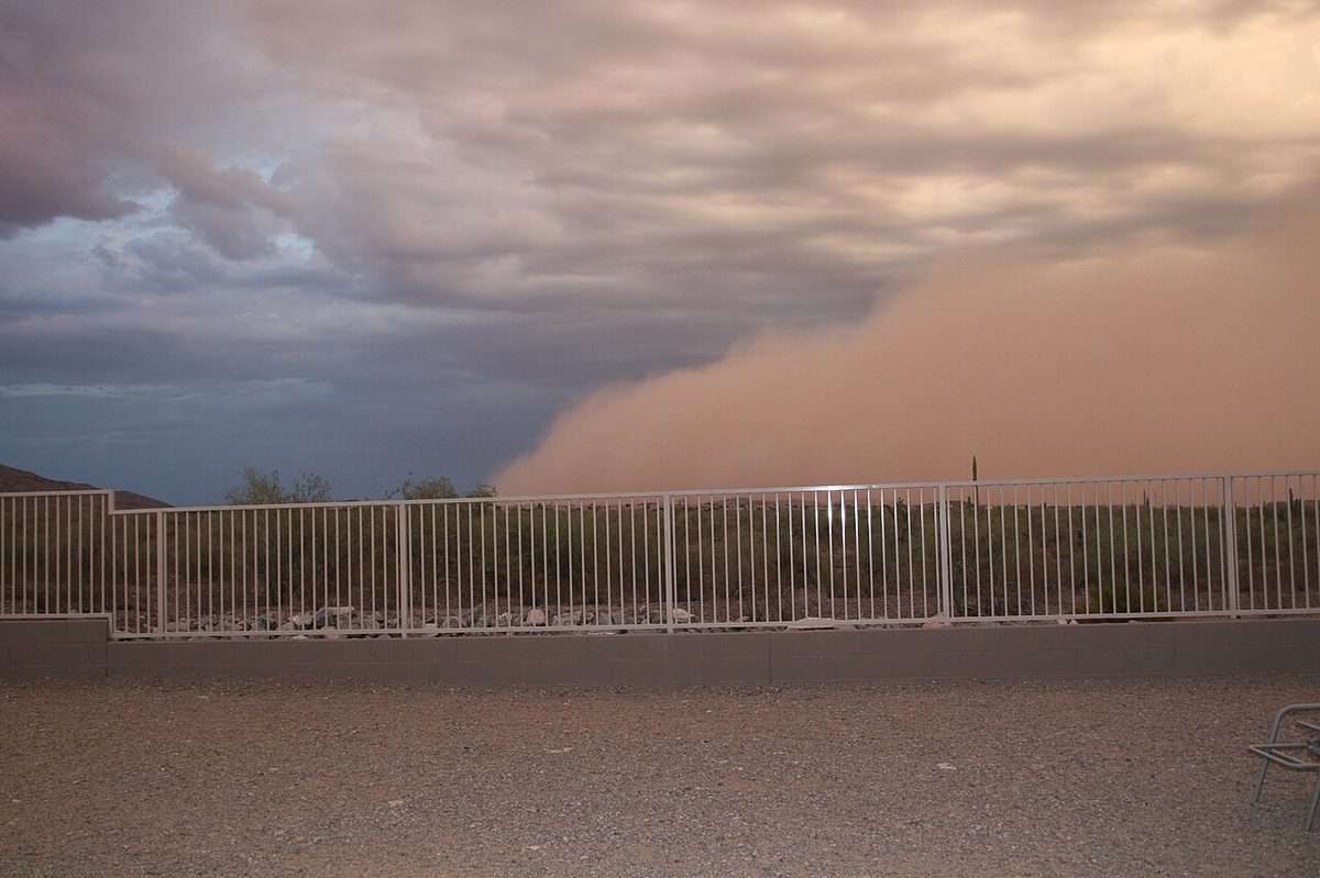 A wall of dust from a haboob approaching Ahwatukee in Phoenix