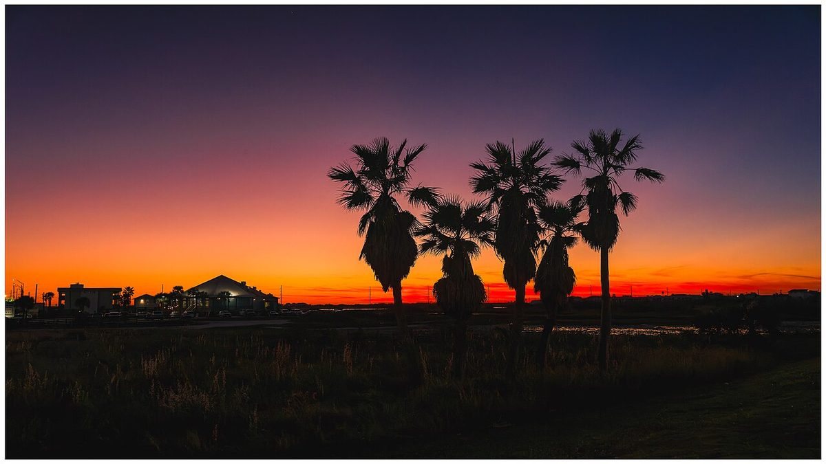 A Texas sunset over the coast at Port Aransas